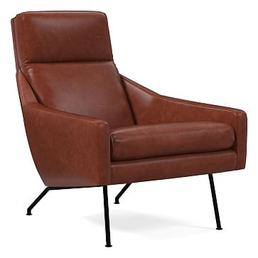 Austin Stationary Chair, Poly, Halo Leather, Oxblood, Dark Pewter - Image 0