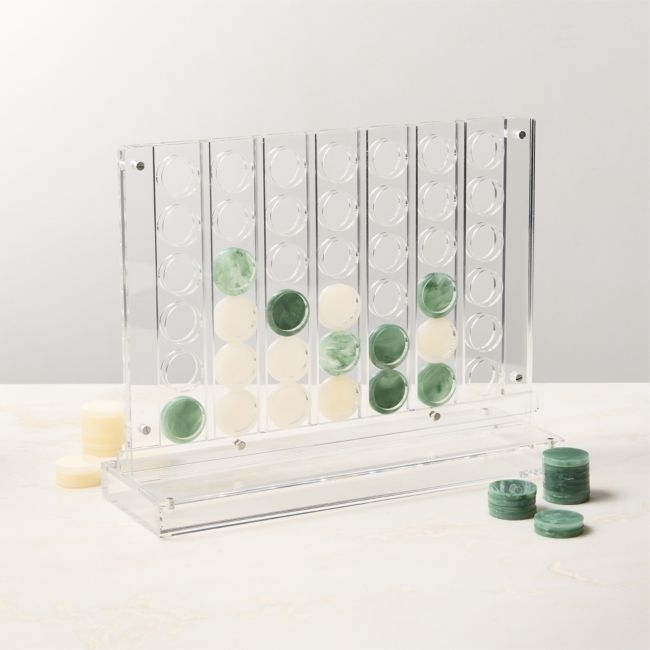 Warm White and Green Acrylic Four in a Row Game - Image 0