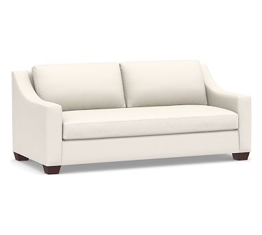 York Slope Arm Upholstered Sofa 80.5" with Bench Cushion, Down Blend Wrapped Cushions, Performance Chateau Basketweave Ivory - Image 0