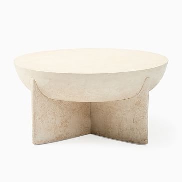 Monti Collection White Lava Stone 30" Round Coffee Table - Image 2
