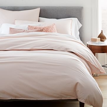 Organic Washed Cotton Duvet, Queen, Pink Champagne - Image 0