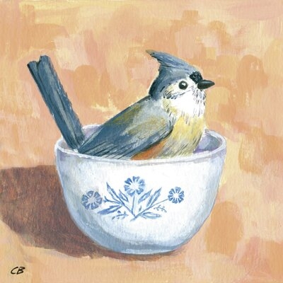 Titmouse In A Bowl By Cody Blomberg Canvas Wall Art - Image 0