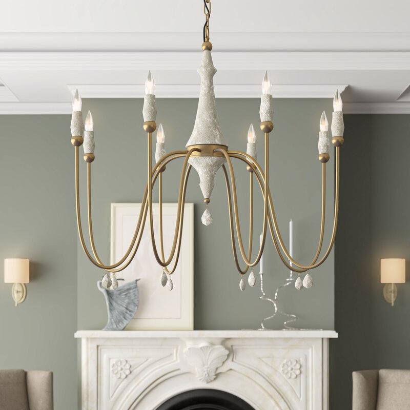 Gabby Clay 8 - Light Candle Style Chandelier with Beaded Accents - Image 0