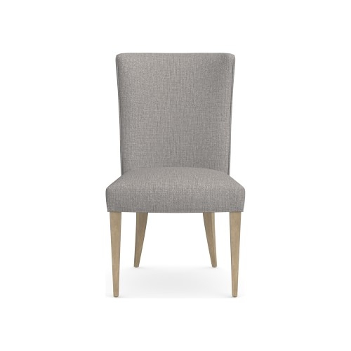 Trevor Side Chair, Standard Cushion, Perennials Performance Melange Weave, Fog, Heritage Grey Leg - Image 0