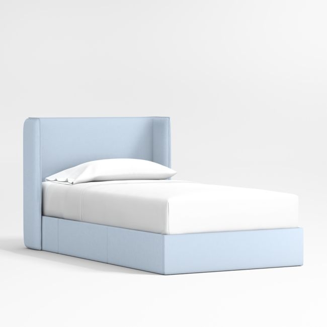 Noa Shelter Light Blue Upholstered Kids Twin Storage Bed - Image 0