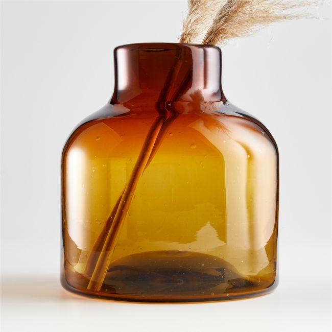 Poe Large Amber Glass Vase - Image 0