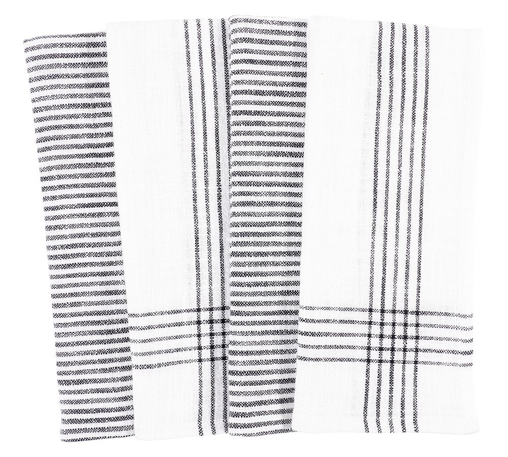 Monaco Washed Cotton Dish Towels, Set of 4 - Black - Image 0