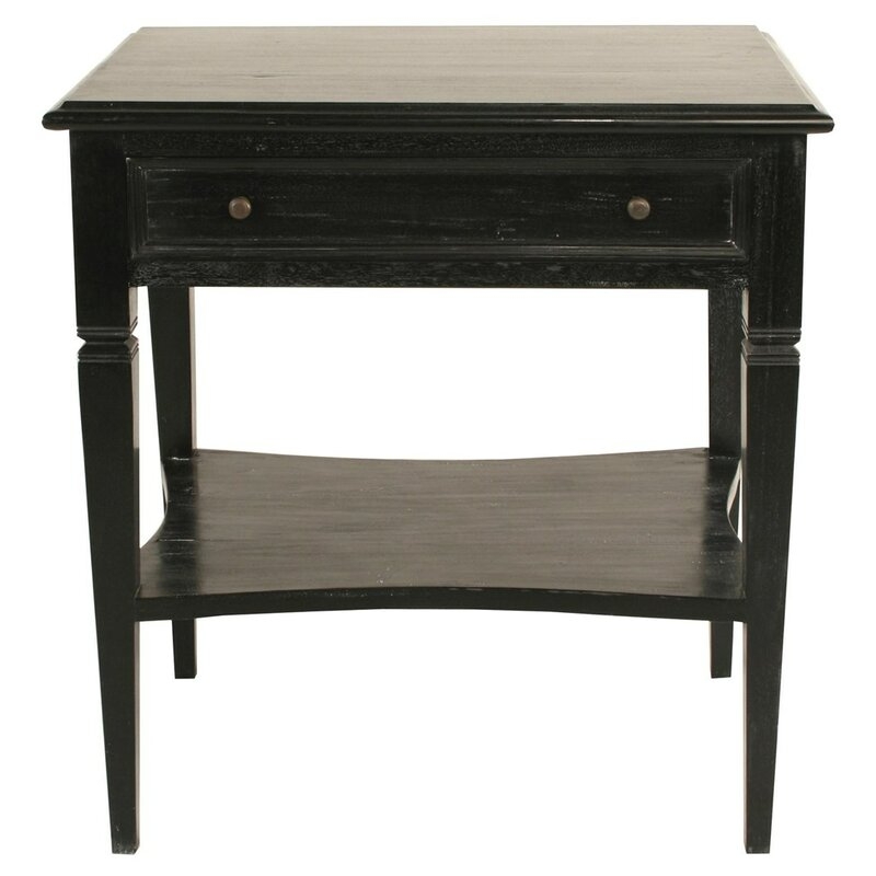 Noir Oxford Solid Wood End Table with Storage - Image 0