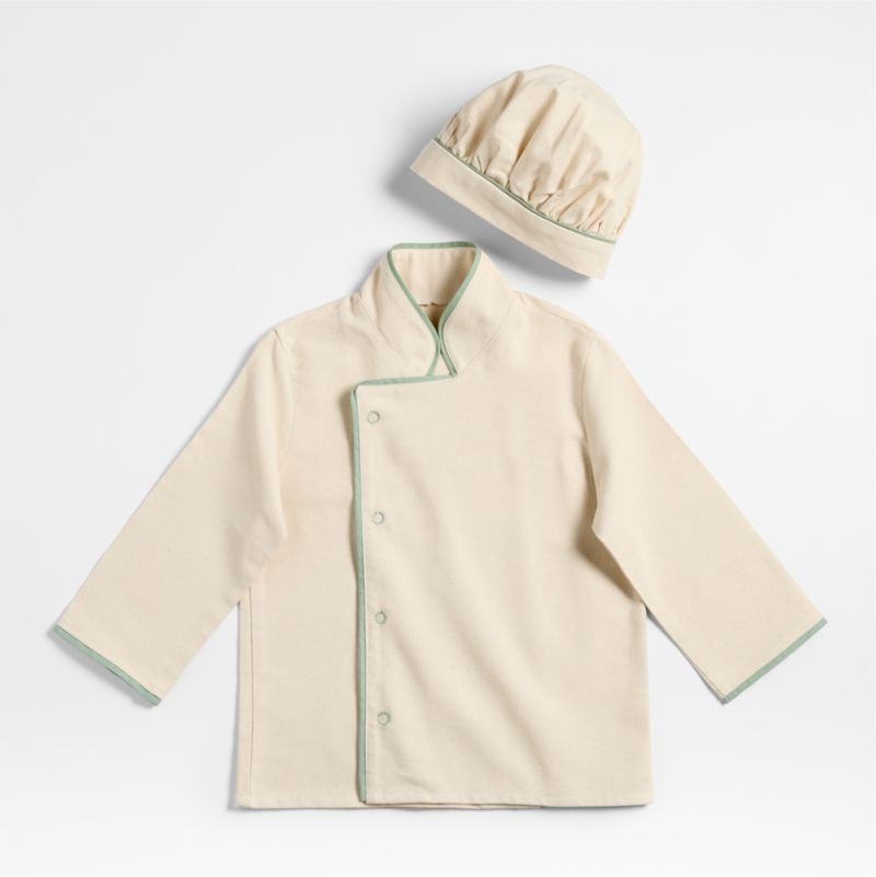 Natural and Green Kids Chef Coat and Hat Set - Image 3