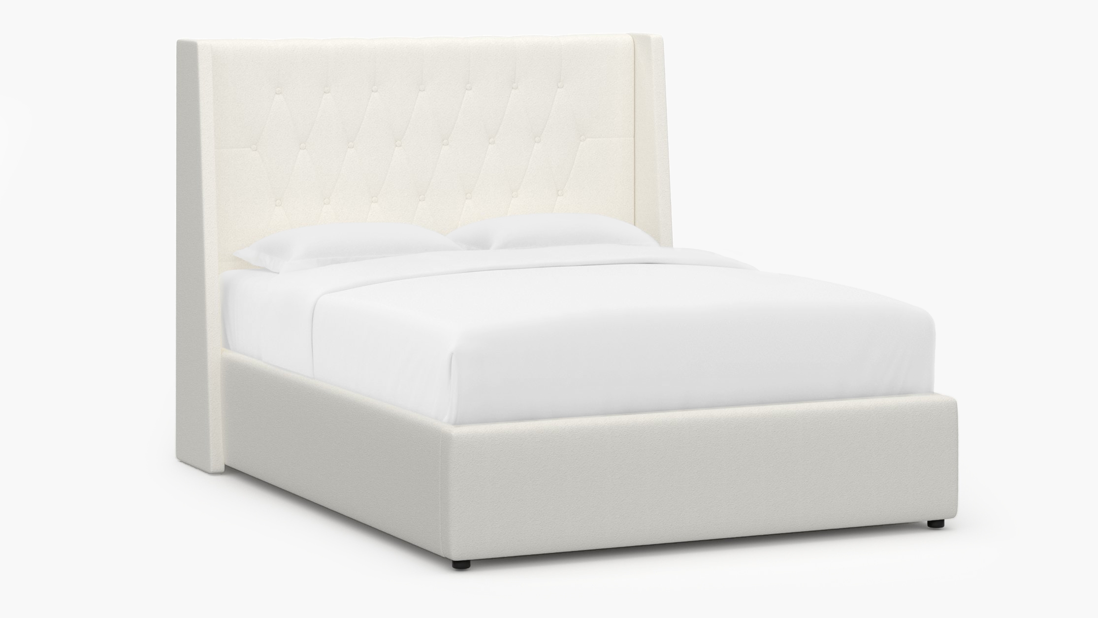 Tufted Wingback Bed, Snow Boucle, Twin - Image 1