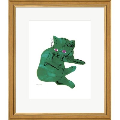 'Green Cat, 1956' by Andy Warhol - Picture Frame Painting Print on Paper - Image 0