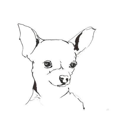 Line Dog Chihuahua by Chris Paschke - Wrapped Canvas Drawing Print - Image 0