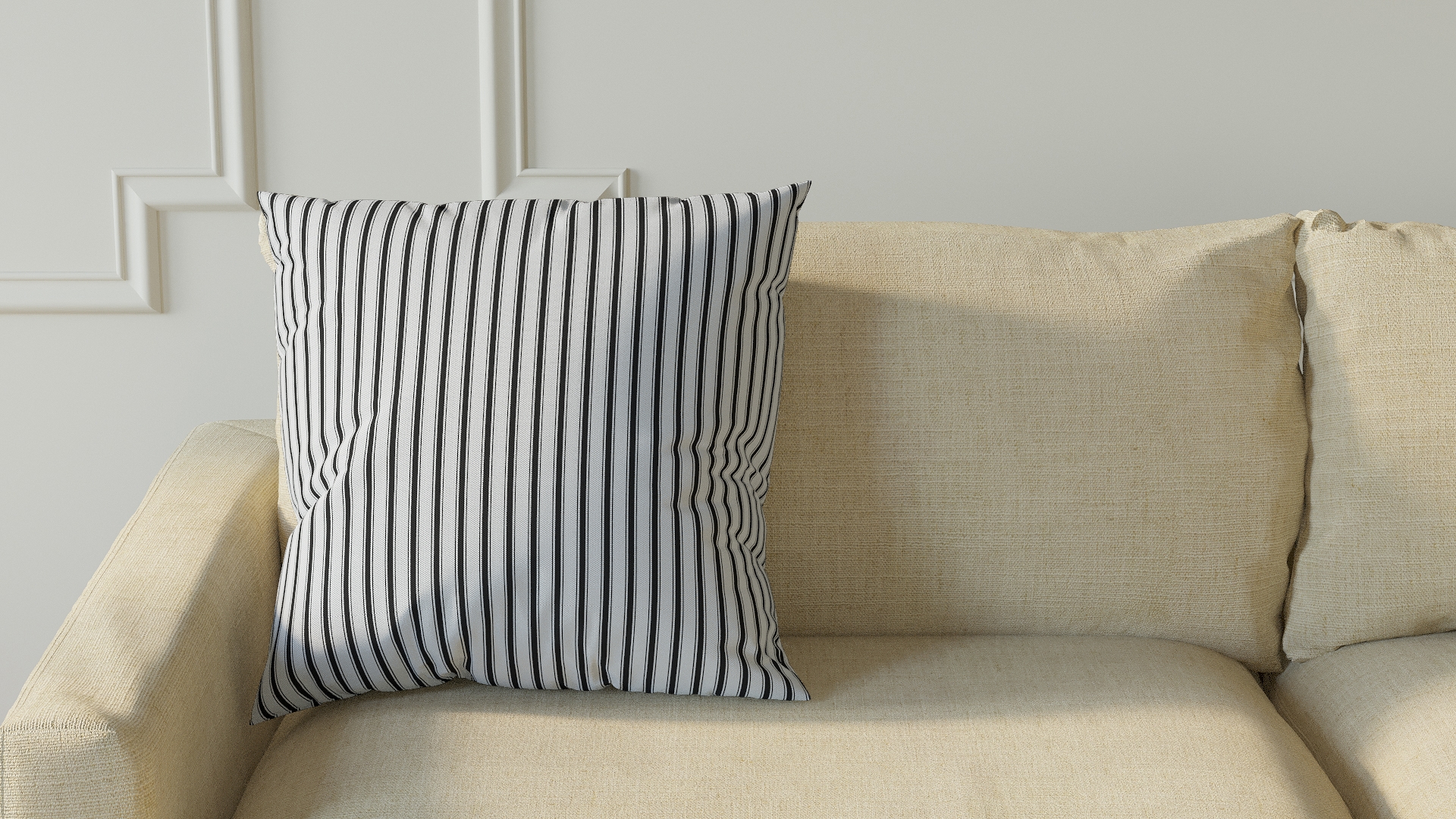 Throw Pillow 20", Black Classic Ticking Stripe, 20" x 20" - Image 2