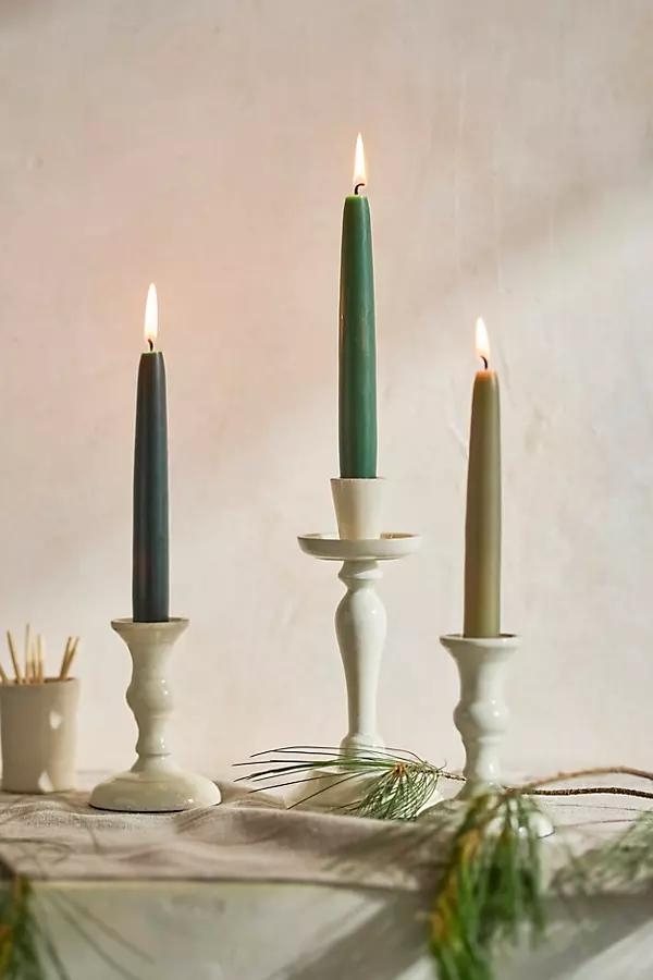 Unscented Taper Candles, Set of 6 Greens - Image 0
