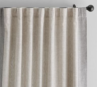 Emery Border Linen/Cotton Grommet Curtain, 50 X 84", Oatmeal/Gray - Image 1