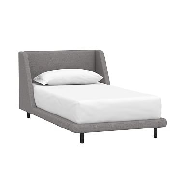 Mod Wingback Platform Upholstered Bed, Twin, Brushed Crossweave Charcoal - Image 0