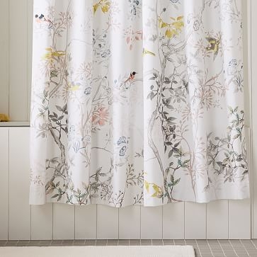 Chinoiserie Printed Shower Curtain, Misty Rose, 72"x74" - Image 2