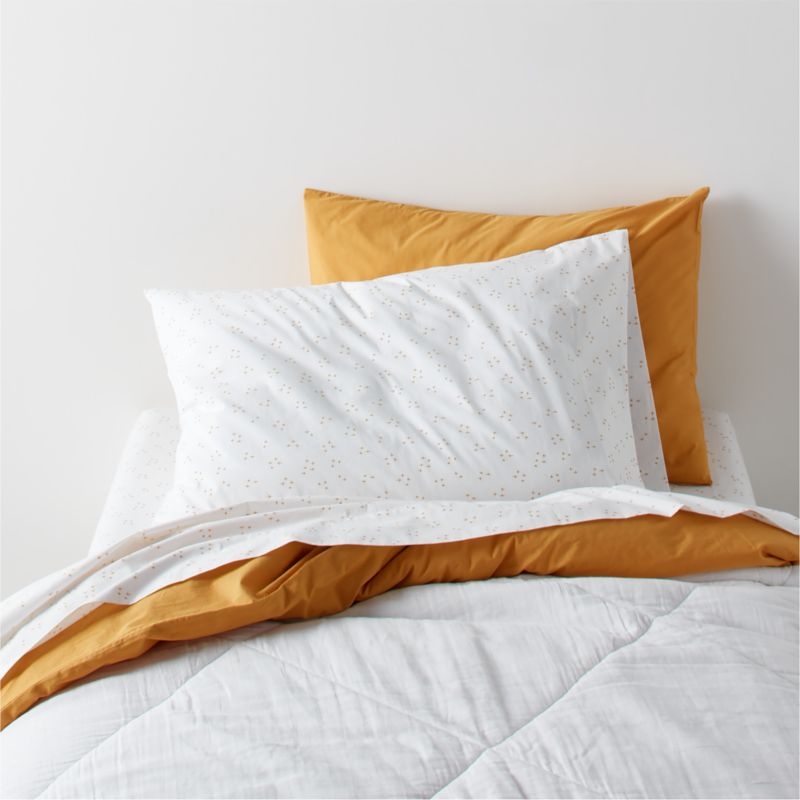 Cozy Cloud Twinkle Savannah Yellow Washed Organic Cotton Kids Twin Sheet Set - Image 1