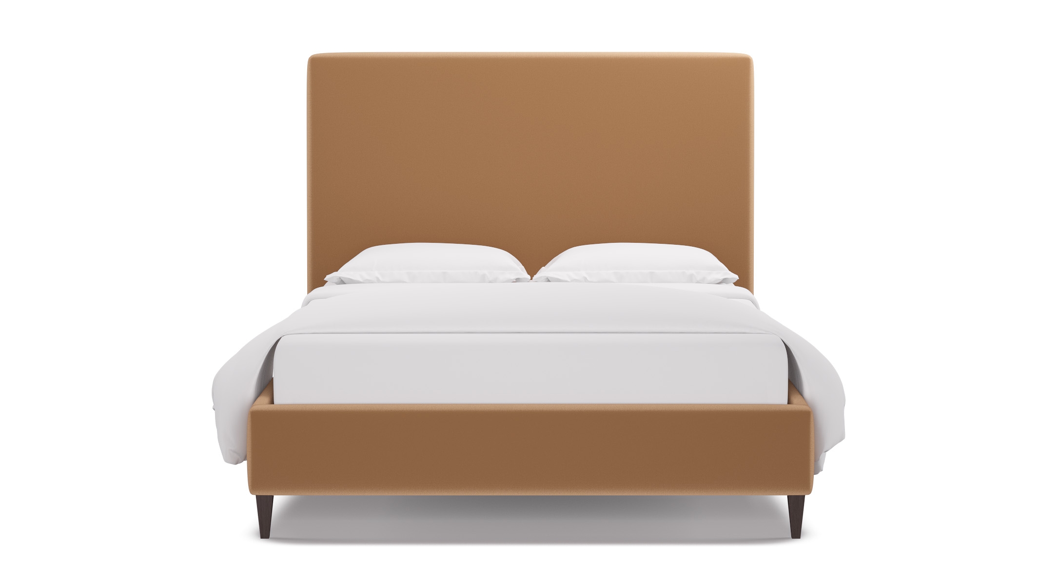 Classic Bed, Camel Performance Plush Velvet, Espresso Square Tapered Leg, Twin - Image 0