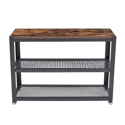 WOOD Easy Assembly End Shoes Rack Tables With Wheels 3 Tier Heavy-Duty Steel Frame, Industrial Shoes Rack Table For Living Room - Image 0