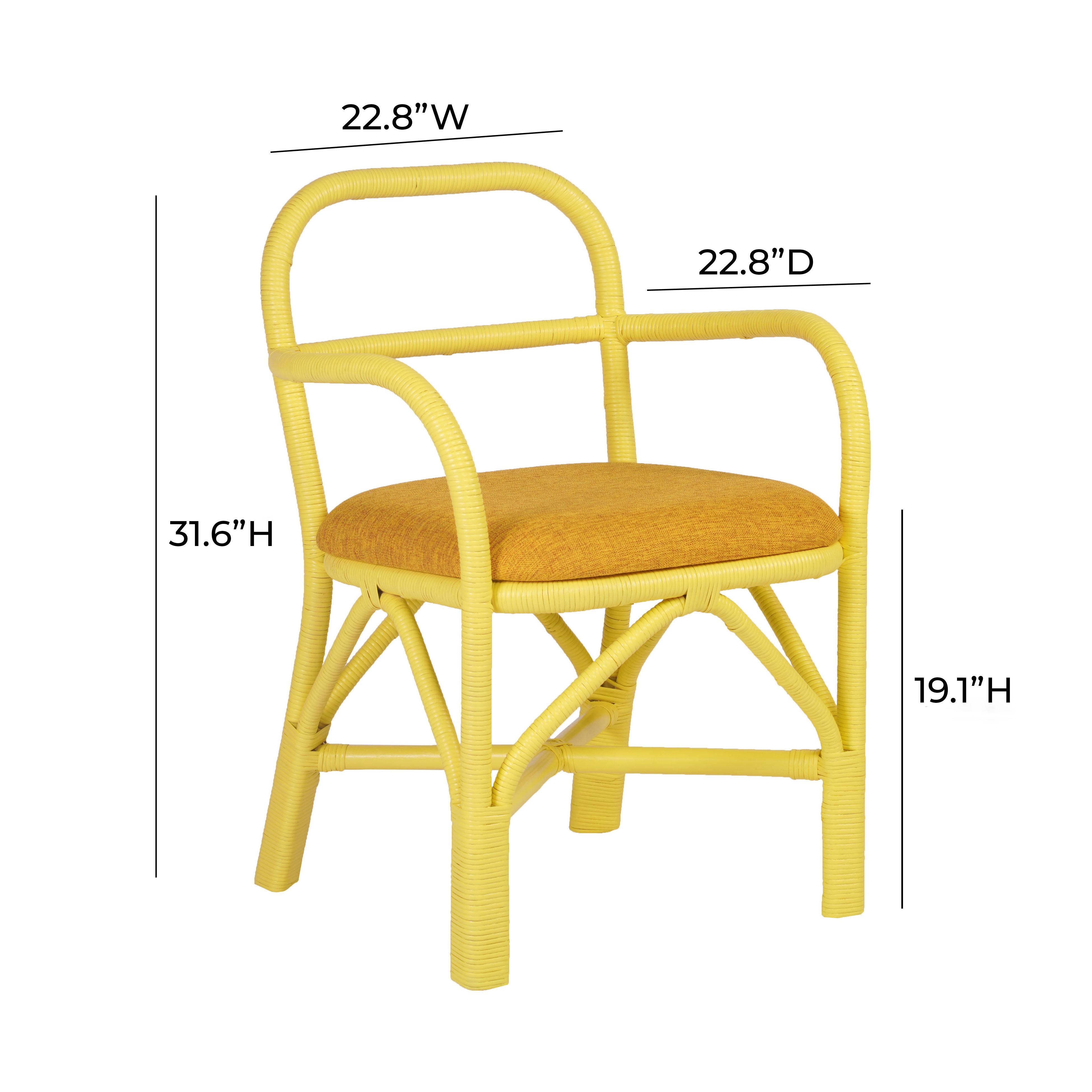 Ginny Yellow Rattan Dining Chair - Image 6