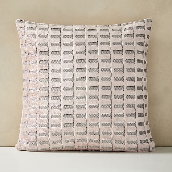 Cut Velvet Archways Pillow Cover, Set of 2, 18"x18", Misty Rose - Image 0