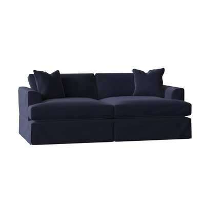 Carly 93" Wide Recessed Arm Slipcovered Sofa - Image 0