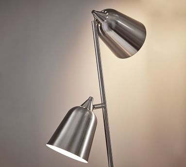 Grande Metal Floor Lamp, Brushed Steel - Image 3