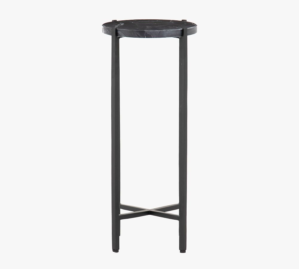 Maryrose 9" Marble Round Accent Table, Black Italian Marble - Image 0