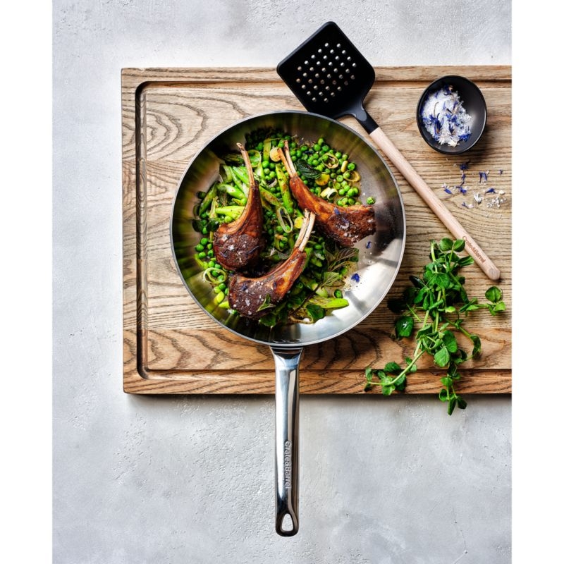 Crate & Barrel Black Silicone and Wood Slotted Spoon - Image 4