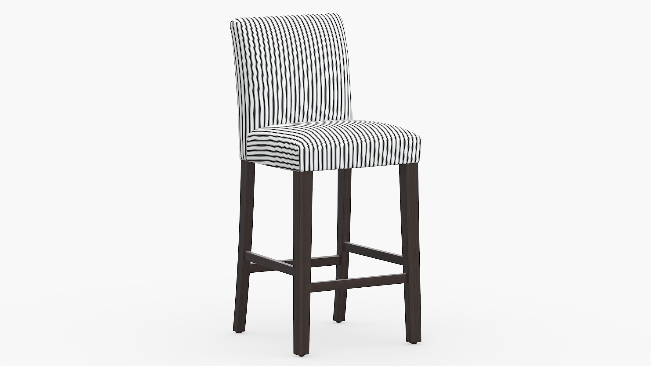 Classic Dining Bar Stool, Black Classic Ticking Stripe, Espresso - Image 0