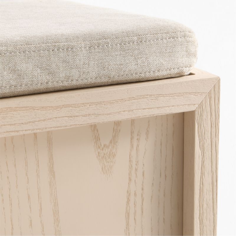 Cade Sunwashed Wood 3-Cube Sliding Door Bench with Natural Cushion - Image 3