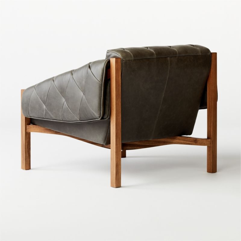 Abruzzo Charcoal Leather Tufted Chair - Image 4