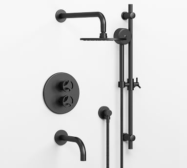 Tilden Thermostatic Cross-Handle Bathtub & Hand-Held Shower Faucet Set, Polished Nickel - Image 3