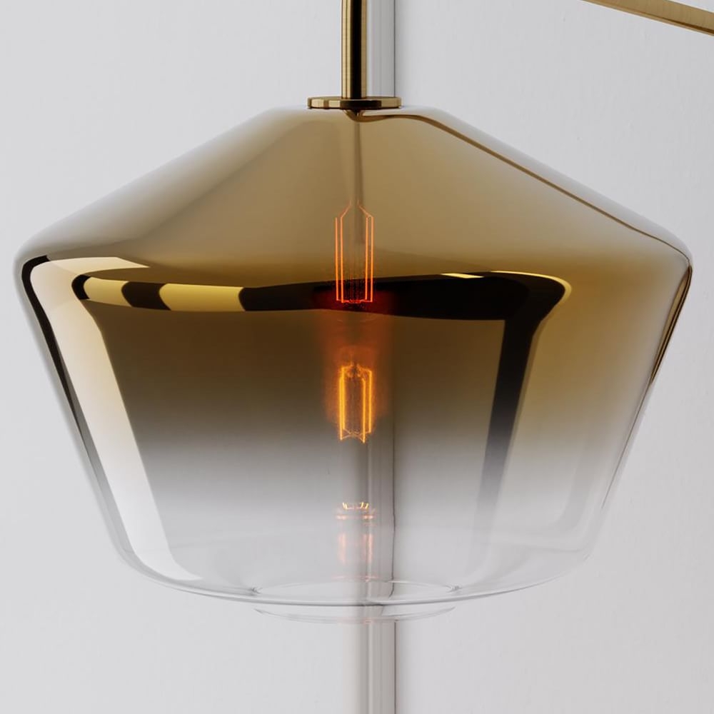 Sculptural Glass Shade Large Geo Gold Ombre 14" - Image 0