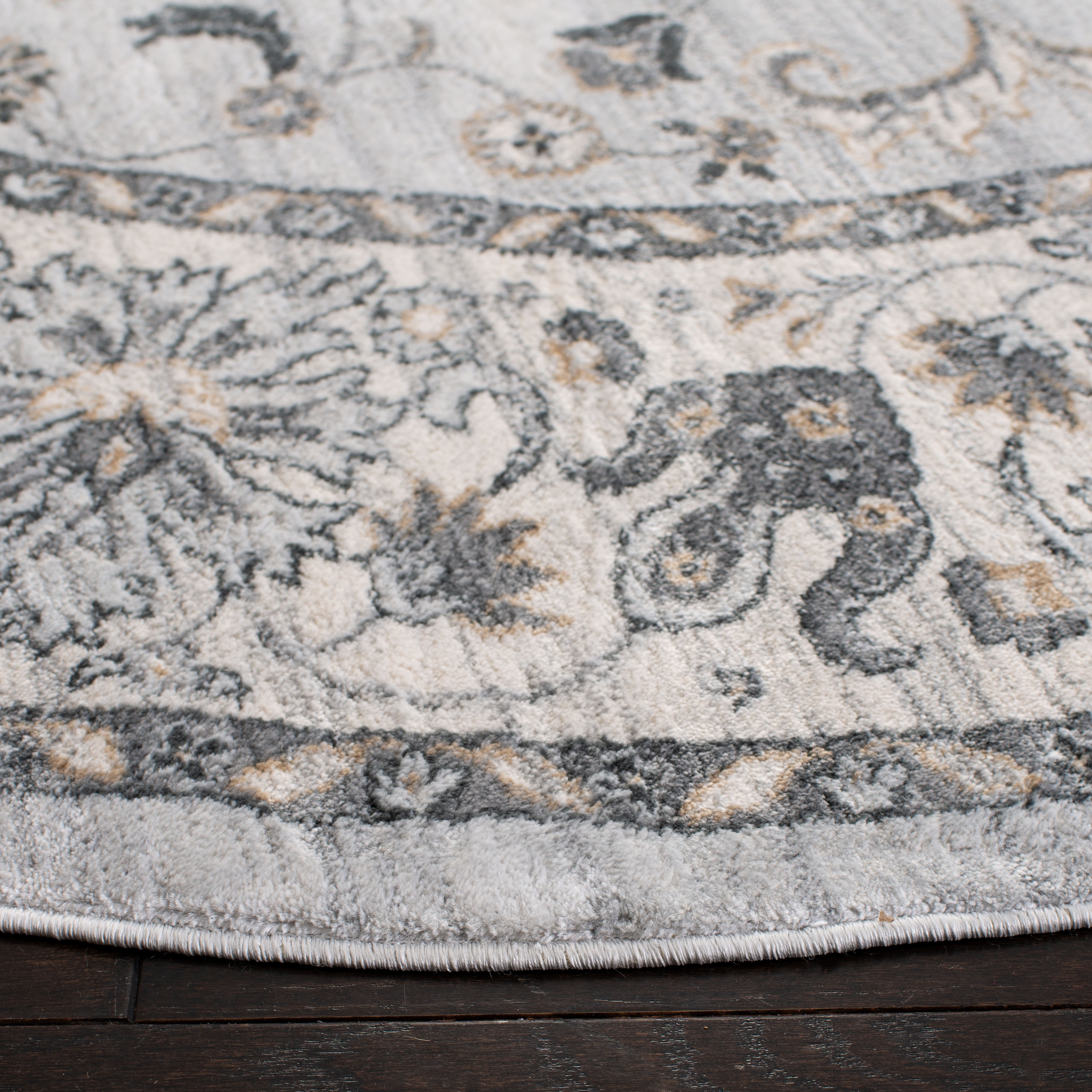 Arlo Home Power Loomed Area Rug, ISA940G, Light Grey/Cream, 6'7" X 6'7" Round - Image 2