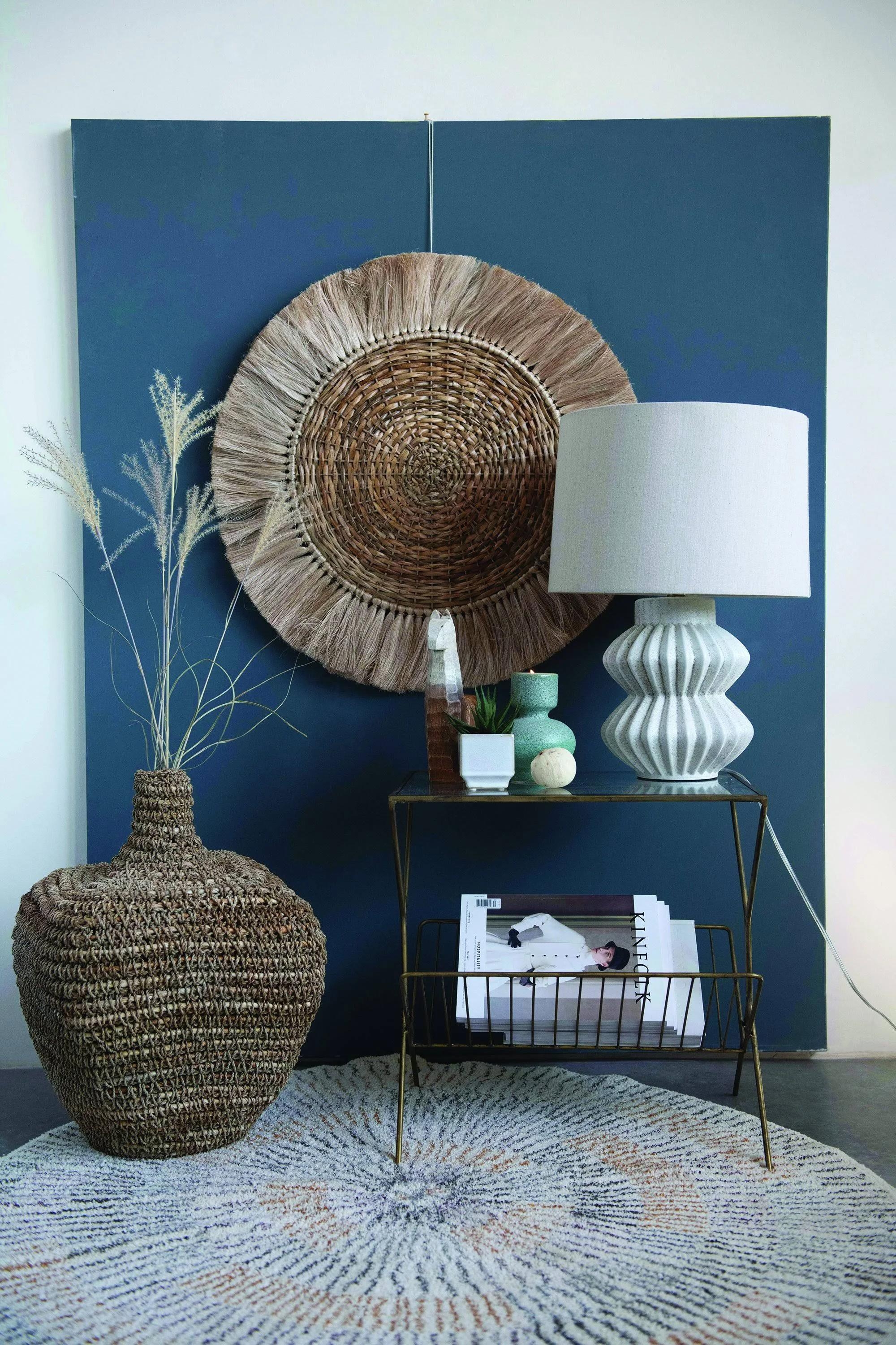 Handwoven Round Rattan & Abaca Wall Décor, 28" - Image 5