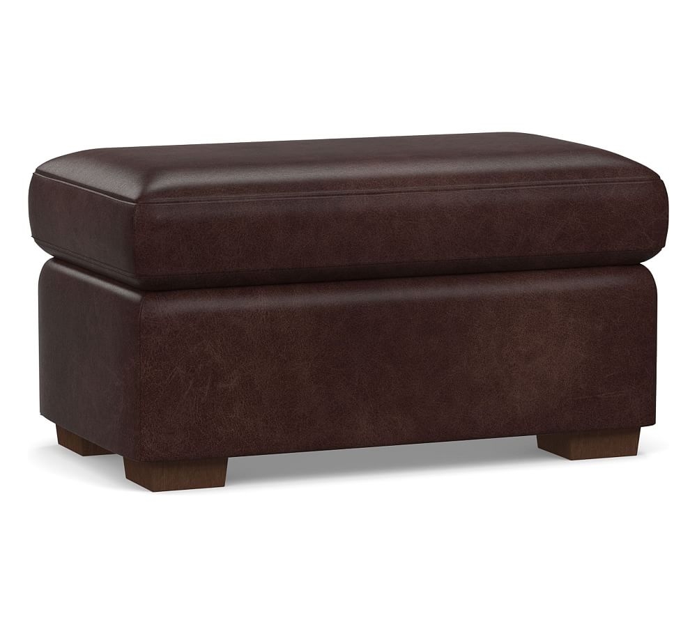 Shasta Square Arm Leather Ottoman, Polyester Wrapped Cushions, Statesville Espresso - Image 0