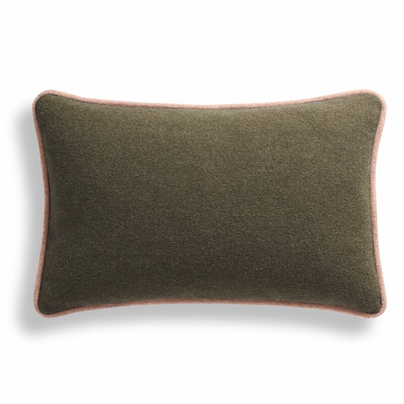 Blu Dot Duck Duck Wool Lumbar Pillow Color: Thurmond Olive/Lilac/Blush Piping, Size: 10" x 17" - Image 0