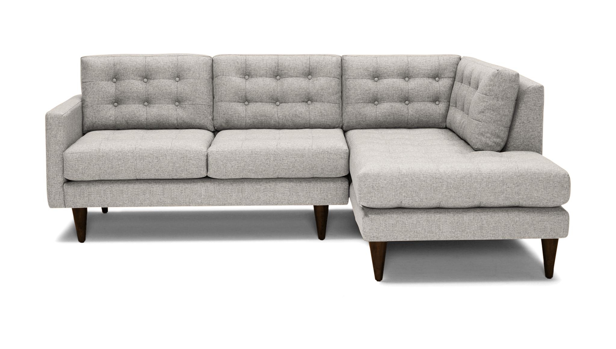 Beige/White Eliot Mid Century Modern Apartment Sectional with Bumper - Lucky Divine - Mocha - Left - Image 4