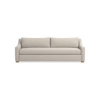 Ghent Slope Arm 96" Sofa, Standard Cushion, Perennials Performance Chenille Weave, Ivory, Natural Leg - Image 0