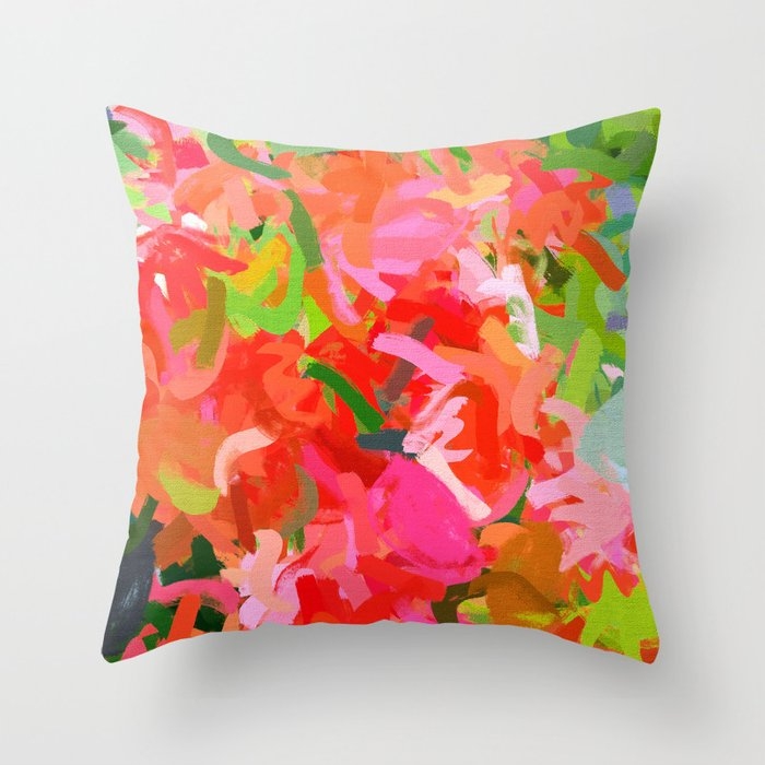 Preconceived Blossom #abstract #painting Throw Pillow by 83 Oranges Modern Bohemian Prints - Cover (24" x 24") With Pillow Insert - Indoor Pillow - Image 0