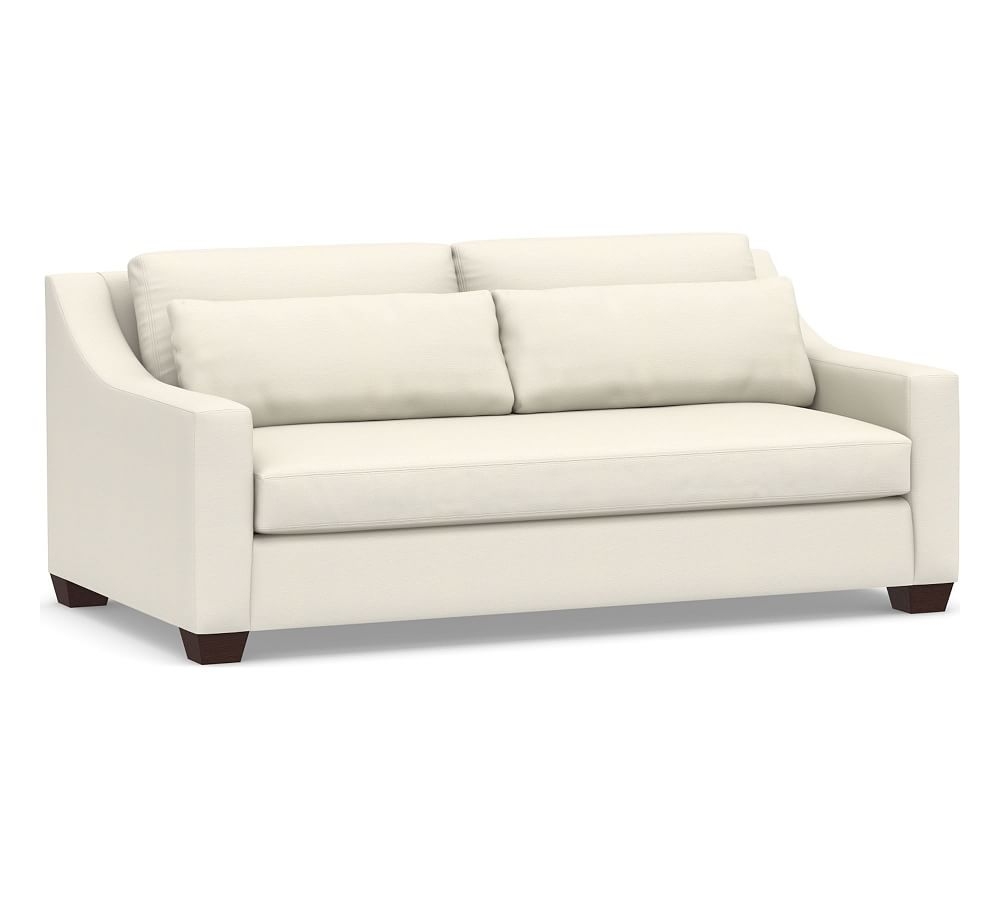 York Slope Arm Upholstered Deep Seat Sofa 81" 2X1, Down Blend Wrapped Cushions, Textured Twill Ivory - Image 0