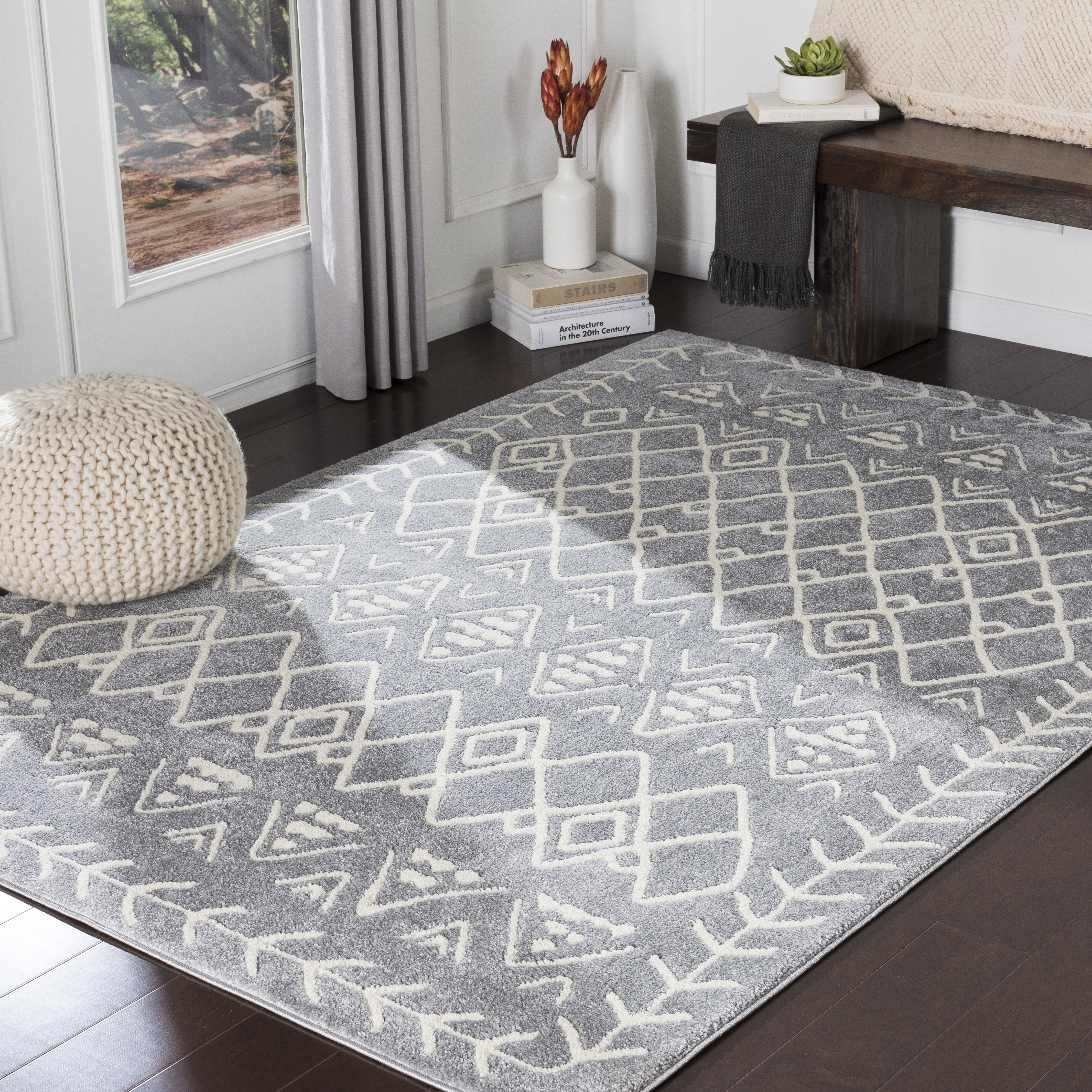 Horizon Gray Indoor 8'10" x 12'6" Machine Woven Rug - Image 1