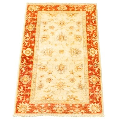 One-of-a-Kind Gurseese Hand-Knotted New Age 2'5" x 4'5" Wool Area Rug in Cream/Orange - Image 0