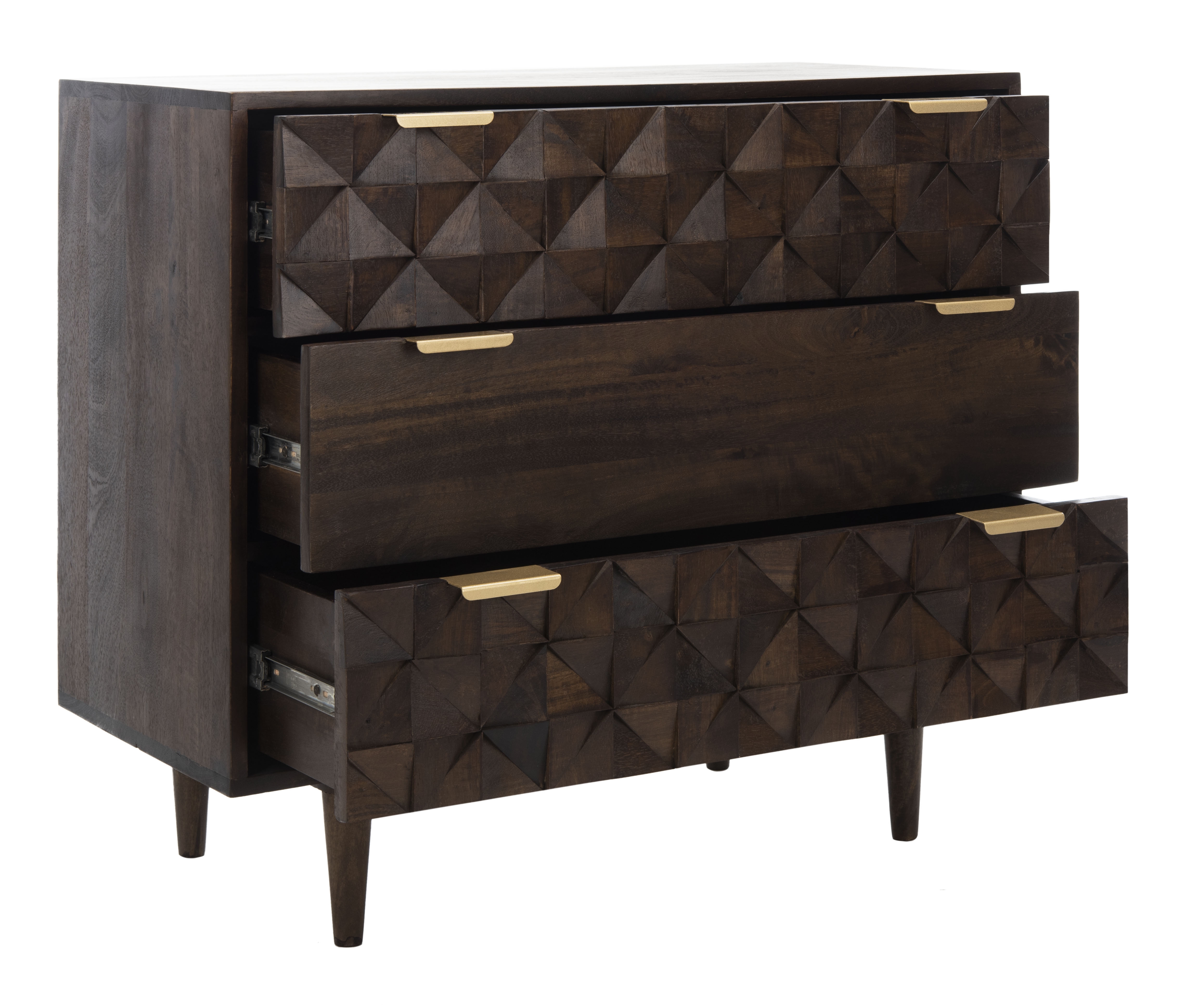 Zinnia 3 Drawer Chest - Walnut - Safavieh - Image 1