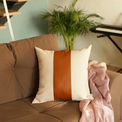 Alvord Square Faux Leather Pillow Cover - Image 0