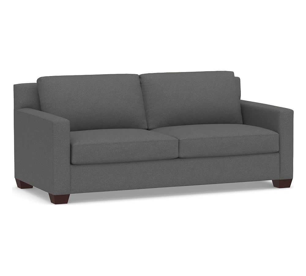 York Square Arm Upholstered Sofa 80.5", Down Blend Wrapped Cushions, Park Weave Charcoal - Image 0