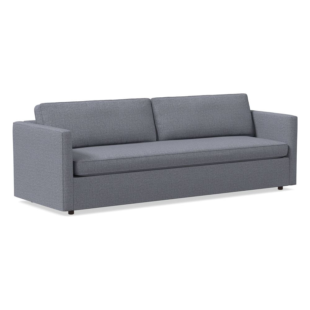 Harris 96" Bench Cushion Sofa, Petite Depth, Performance Yarn Dyed Linen Weave, Graphite - Image 0