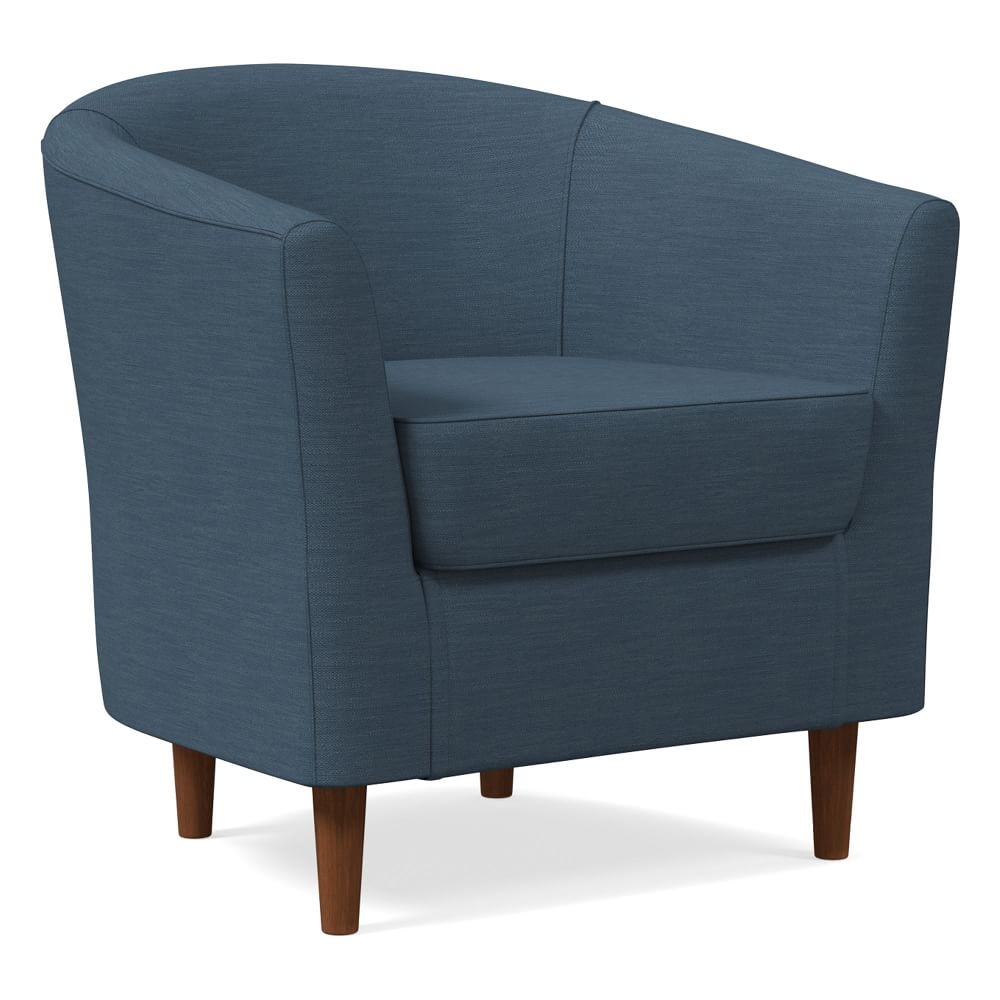 Mila Chair, Poly, Yarn Dyed Linen Weave, Petrol, Auburn - Image 0